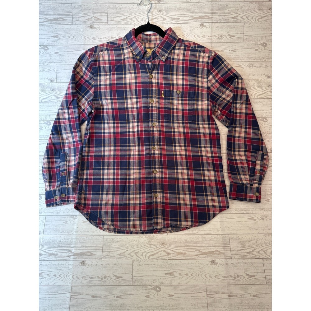 Buffalo Jackson Flannel Shirt Men Small Red Blue Plaid Heavy Cotton Gorpcore